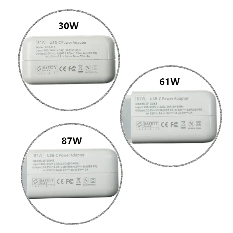 Type-c 30W 61W 87W 96W 100W 118W 140W Notebook Laptops Power Adapter  Fast Charger For MacBook Pro 12 inch 13 inch 2016 - 2022
