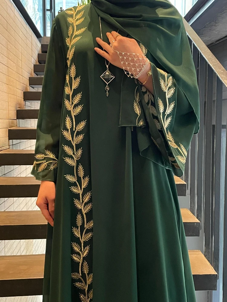 Eid muçulmano abaya para mulheres vestido bordado com cachecol 2 peça conjunto dubai árabe longo robe marrocos abayas kaftan lenço lindo