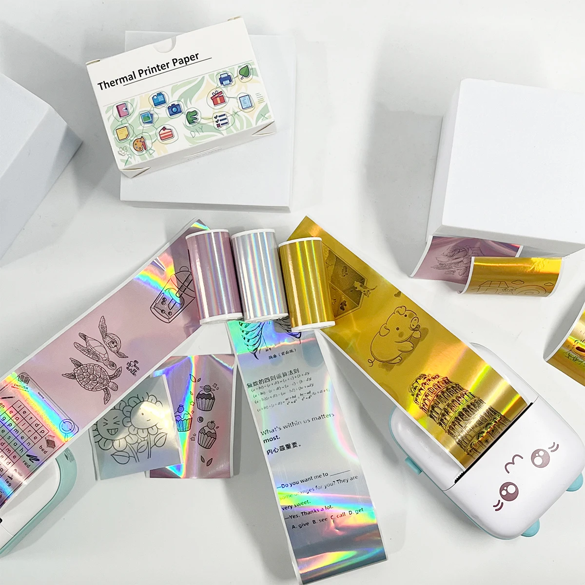 Holographic Thermal Printer Paper Rolls 2.08", 53mm*3m, Laser Receipt Printer Paper Compatible with T02 M02 M03 M832 M834 M835
