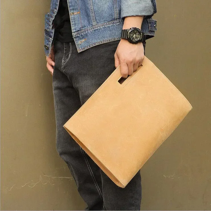 Borsa portadocumenti in pelle MAHEU borsa portadocumenti in vera pelle con File A4 in pelle di cavallo pazzo Business formale