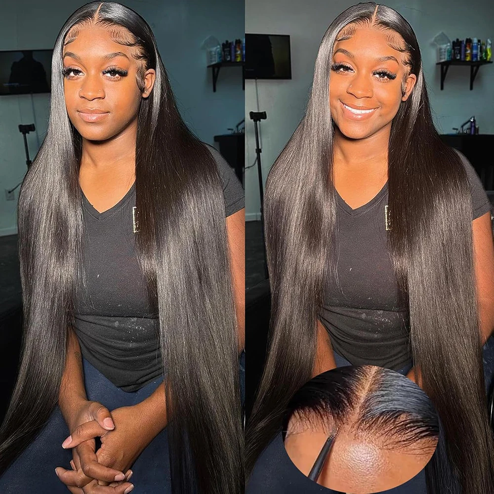 6x4 peruca sem cola cabelo humano 4x4 pronto para usar perucas retas peruca frontal do laço pré corte pré arrancado pronto para ir peruca 3 dias de entrega
