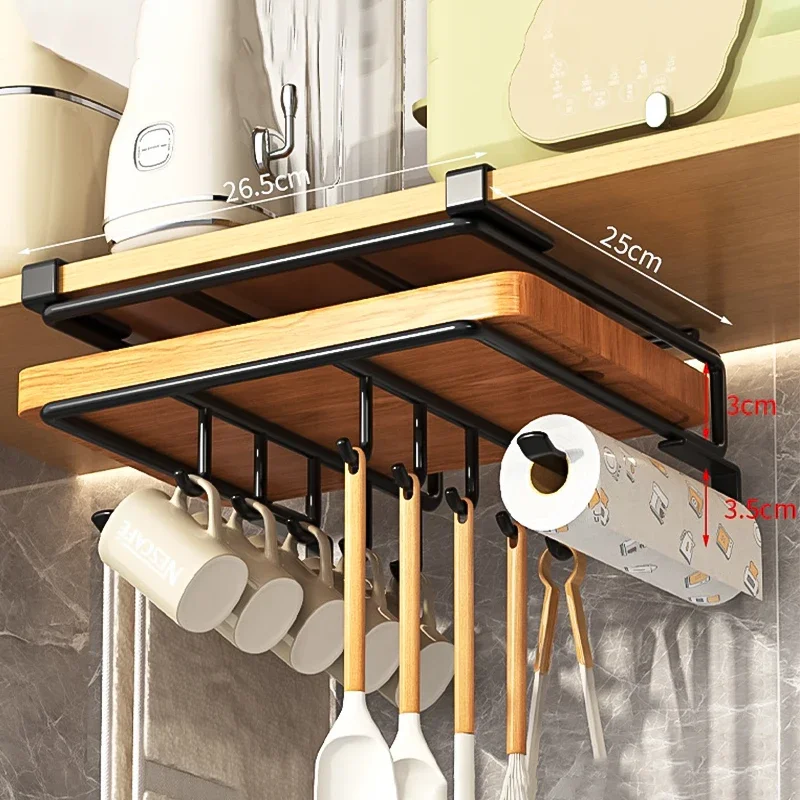 Küche Hängen Organizer Rack mit Haken Unter Schrank Papier Handtuch Lumpen Aufhänger Schneiden Bord Topf Abdeckung Halter Lagerung Regal