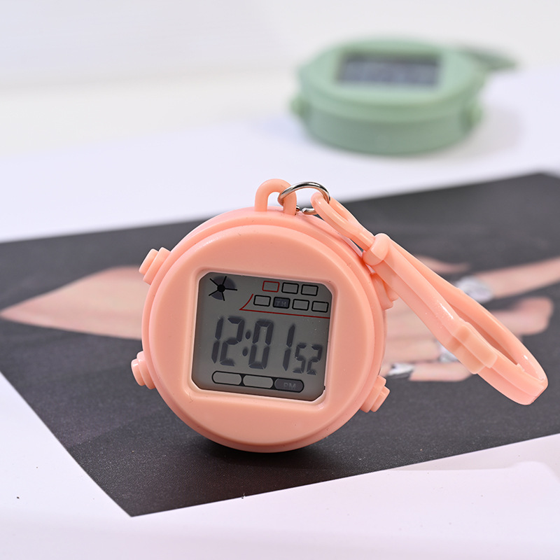 Keychain small hanging watch night light alarm clock mini electronic watch student backpack buckle watch