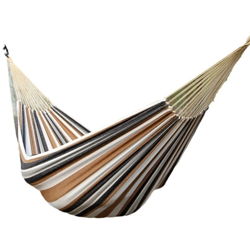 Single portable outdoor camping canvas hammock, nylon color matching hammock, high-strength parachute cloth hammock