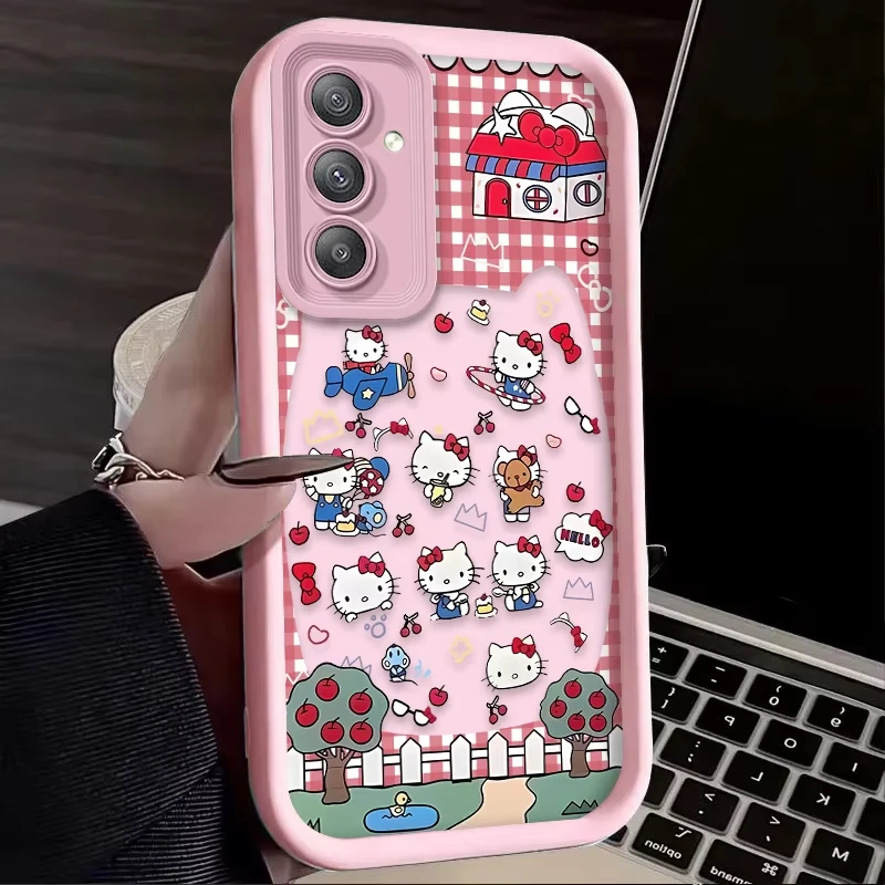 Casing Ponsel Kartun Hello Kitty Lucu untuk Samsung Galaxy A14 A15 5G S21 S22 S23 S24 S25 FE Plus Ultra A25 A35 A52 A53 A54 A55 5G