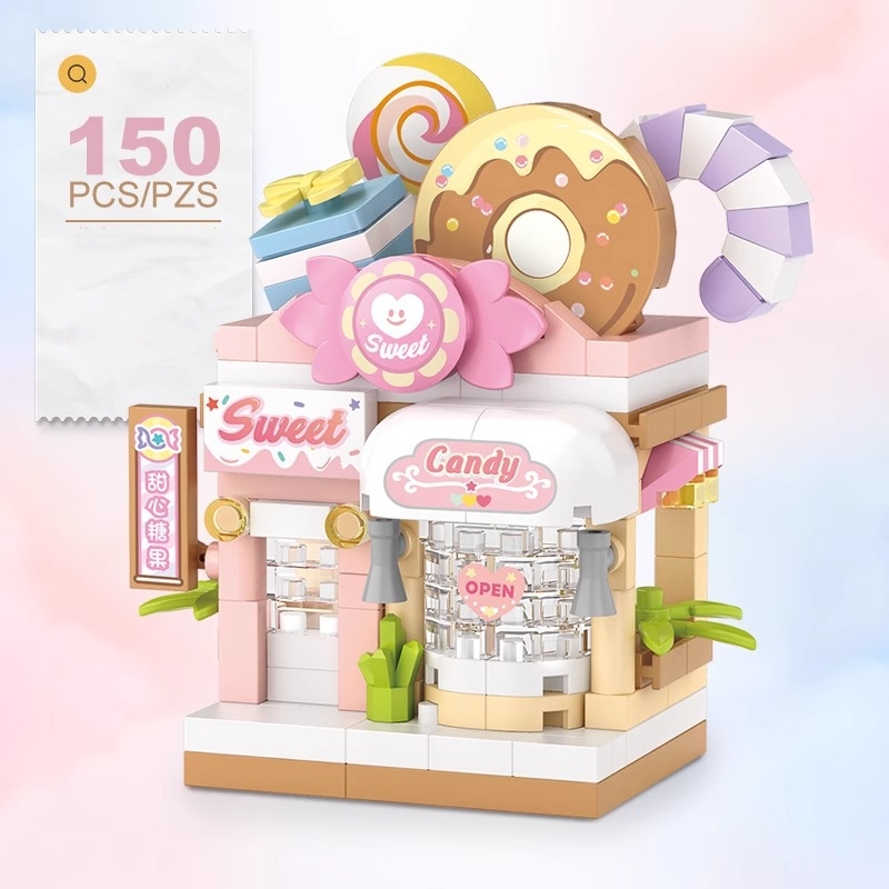 Bloques de construcción para niños, juguete de ladrillos para armar Casa de comida, restaurante, postre, café, tienda de frutas, ideal para regalo