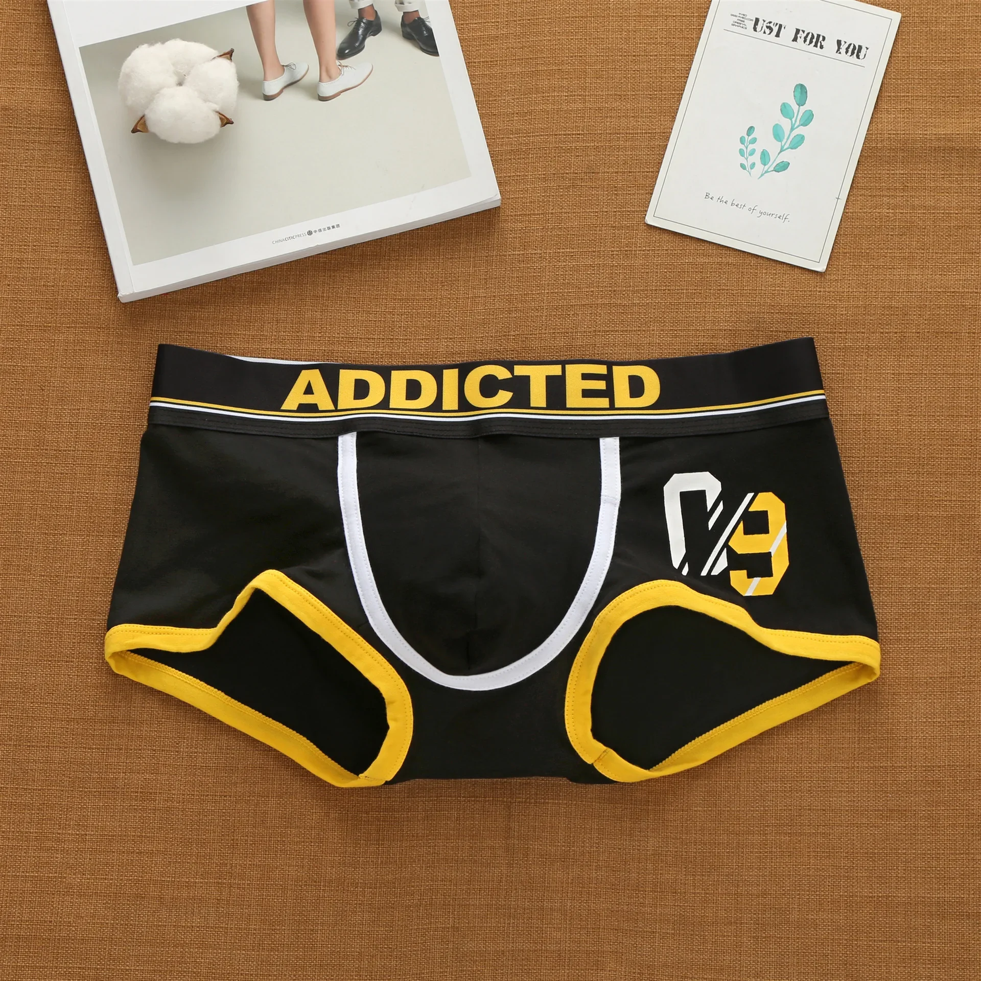 Carta coreana masculina puro algodão cintura baixa roupa interior estilo elástico moda na moda calças de canto plano