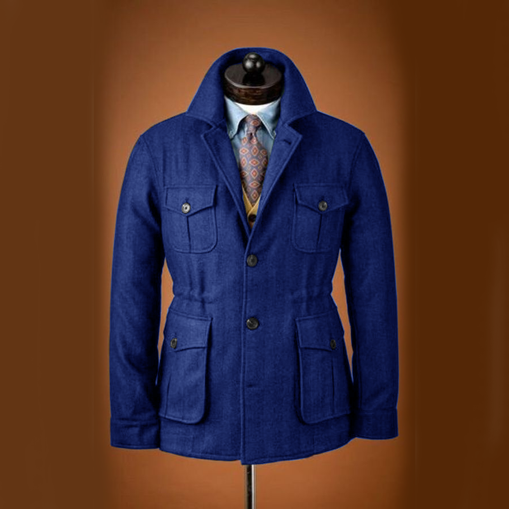 Chaqueta de Tweed para hombre, traje de lana para esmoquin, disfraces de alta calidad, chaquetas informales ajustadas de lana con una hilera de botones para hombre, invierno