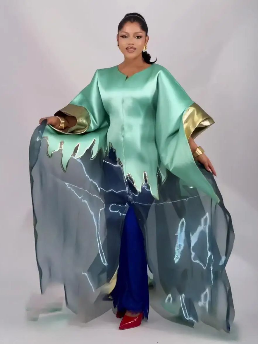 Модная африканская одежда, женское платье Boubou, роскошная африканская ткань с вышивкой, женская одежда