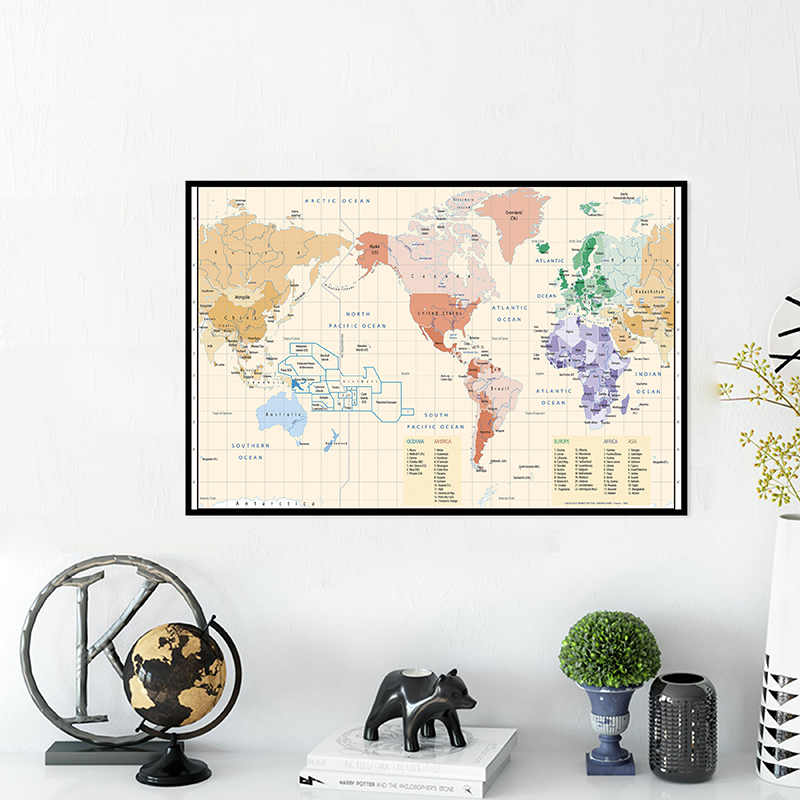 90 × 60センチメートル世界地図芸術背景壁非臭い無フェージング地図文化教育ポスターdecorationschool用品