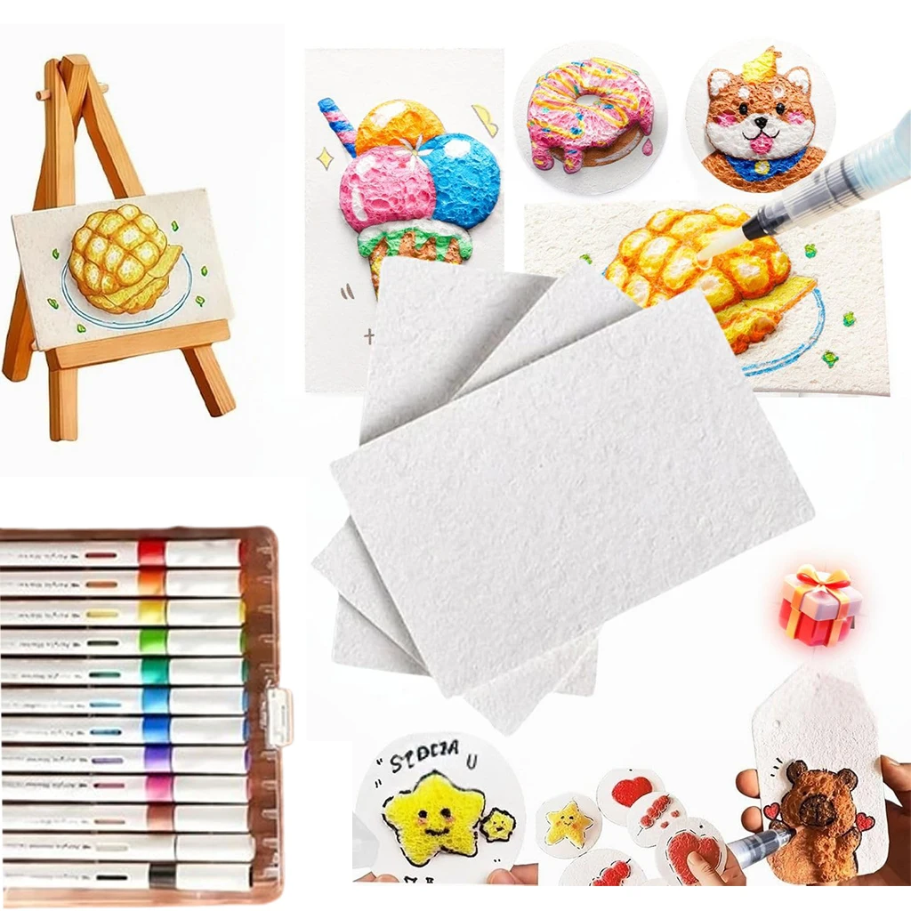 描画ペン付きマジックテクスチャペイントキット 10 フォームペイントペーパー 12 マーカー付き DIY バブル描画ペン 絵画アートクラフト用