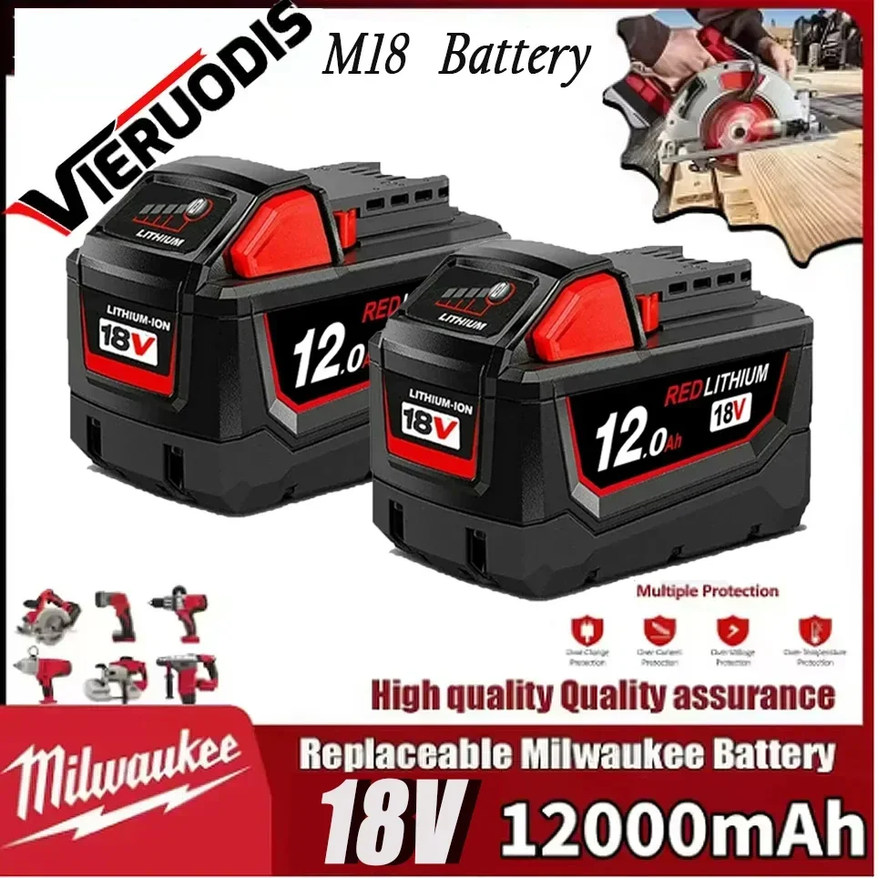 100% Nowy Akumulator 18V 12.0Ah do Milwaukee M18 Li-Ion Zamiennik Akumulatora do Milwaukee 18V M18 48-11-2830 0730-20 Akumulator do Narzędzi