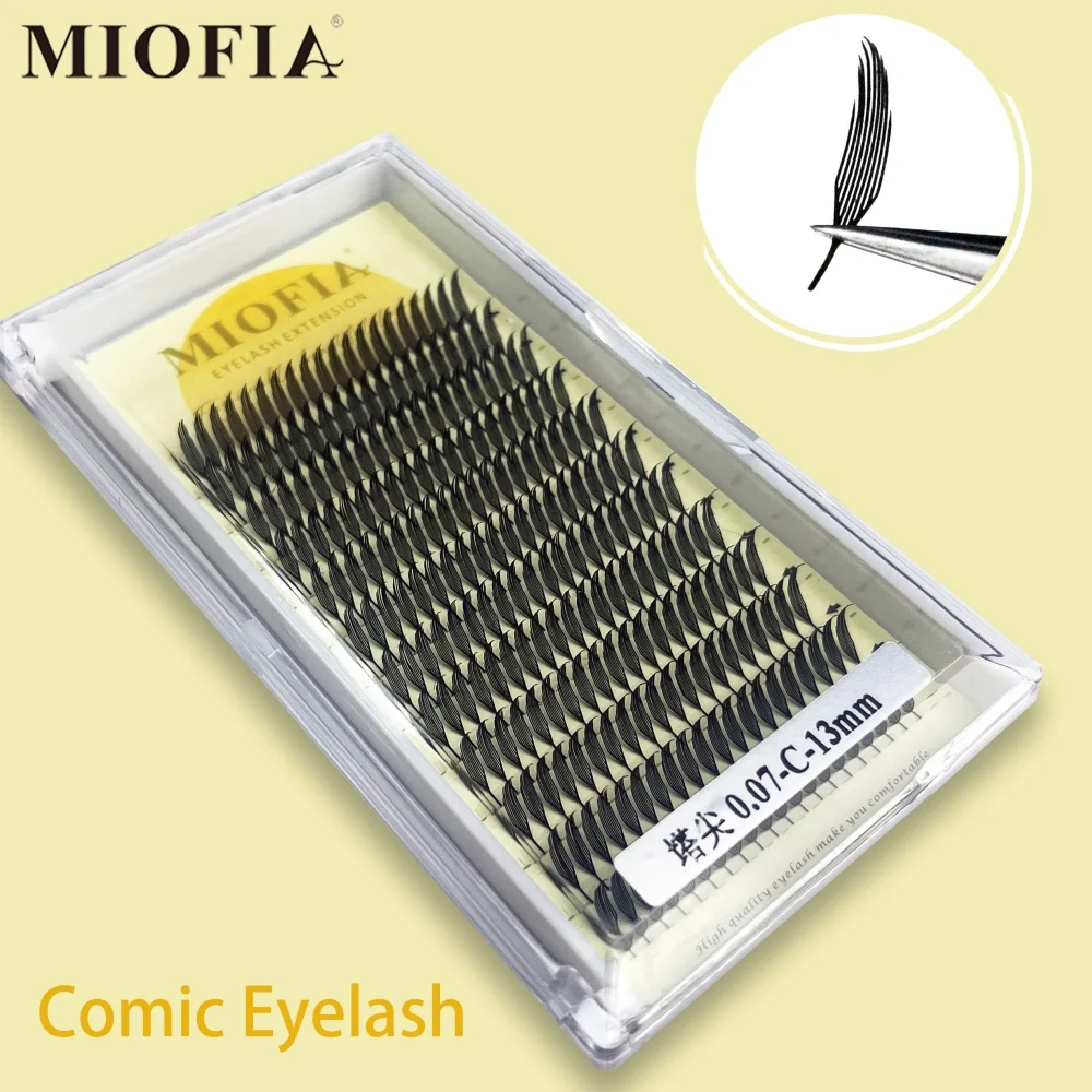MIOFIA Tower Top Feather shape Eyelash Extension Comic Natural Lightweight  False Eyelashes Premade Fans Lashes for Makeup Tool