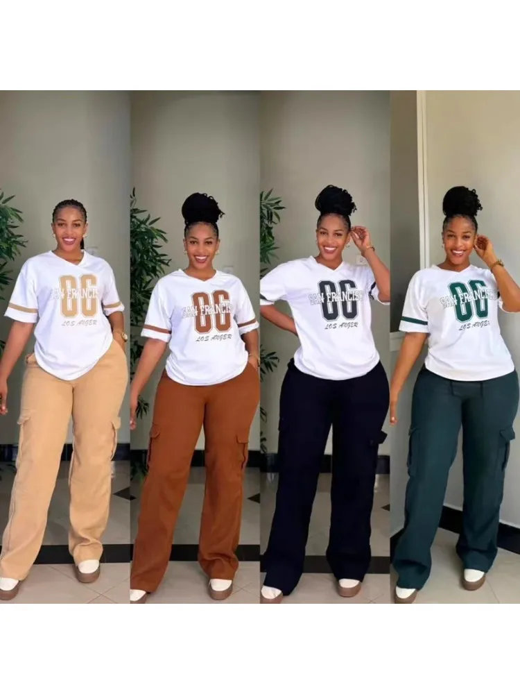2 Piece Women Sets Dashiki African New Arrival Summer Spring Matching Sets Two Pieces Sets Top Pants Suits Outfits Clothing 2025