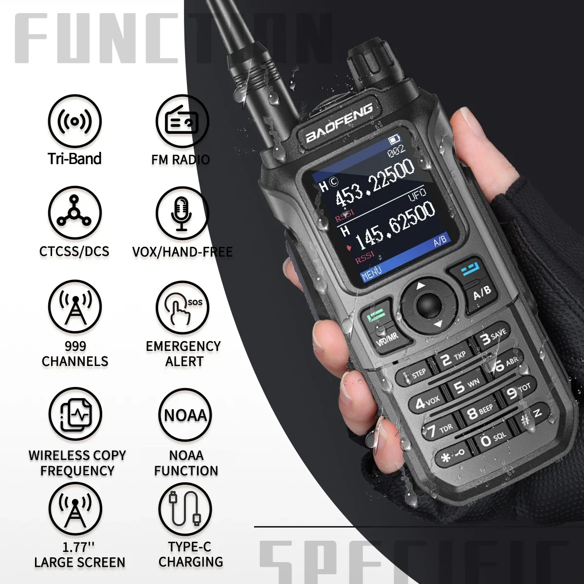 UV-21 Pro V2 Frequência de cópia sem fio Mutli Band Poderosa à prova d'água de longo alcance UV-5R de longo alcance tipo C rádio amador em dois sentidos