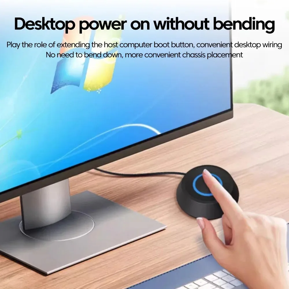 COOLCIRC LED Light Computer Desktop Round Power Switch PC Motherboard External Start Power Button Extension Cable for Home