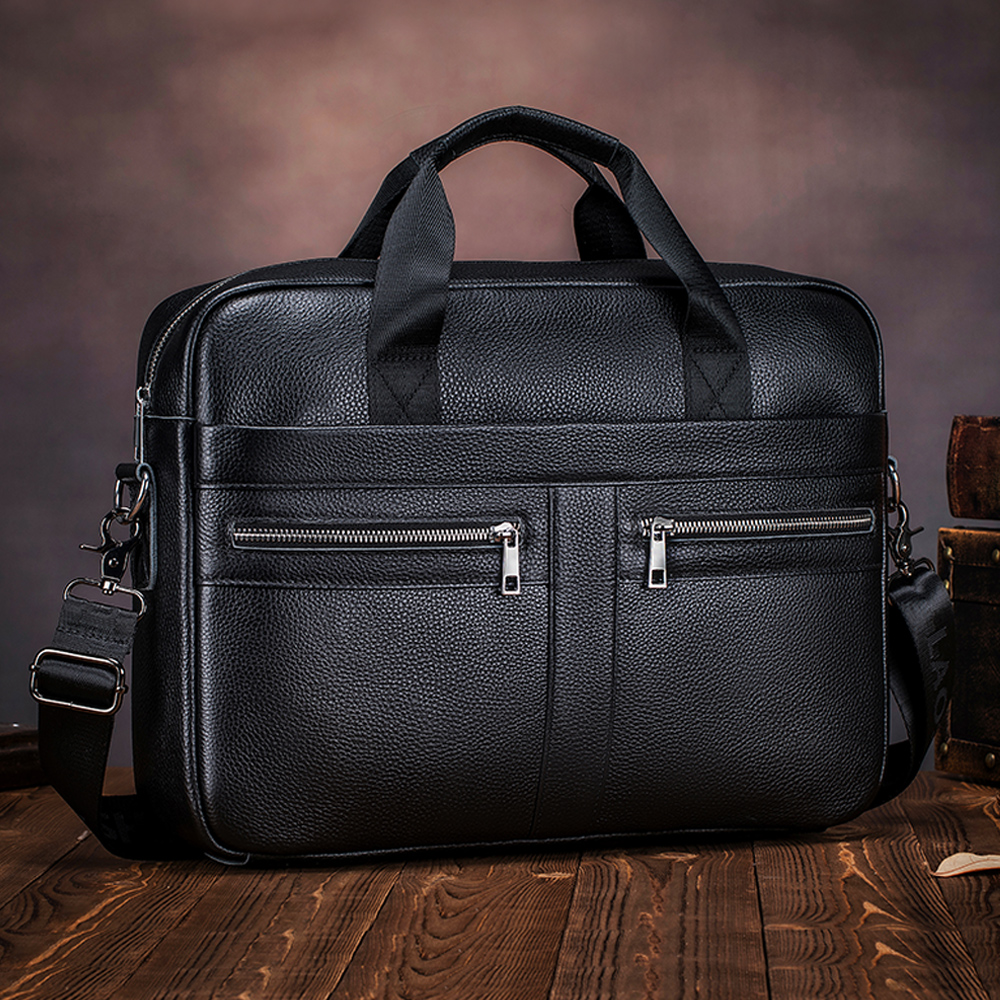 Leren aktetas voor heren, crossbodytas van koeienhuid, kantoorcomputertas met grote capaciteit, multifunctionele handtas
