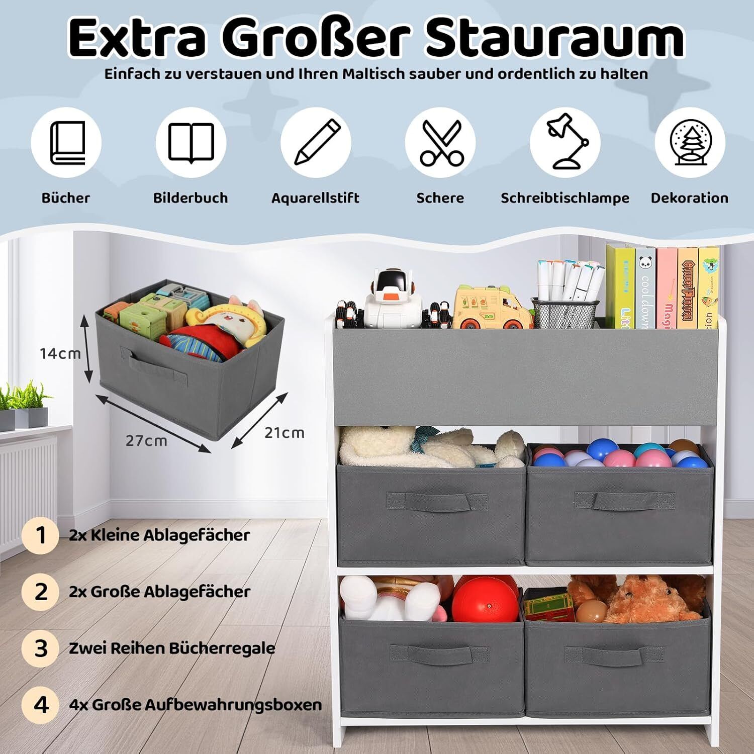 Table d'art pour enfants et 2 chaises, table de jeu artisanale pour tout-petits avec bacs de rangement, rouleau de papier