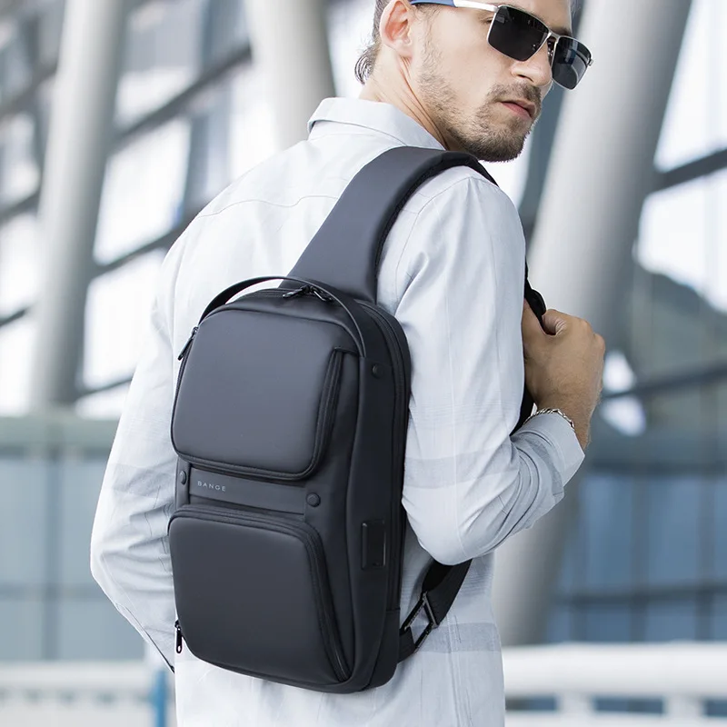 Bange-メンズ多機能クロスオーバーバッグ,USBショルダーバッグ,防水トラベルチェストバッグ,大容量,nupgrade,tpu,ブランド