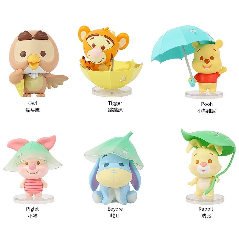 Disney pooh urso temporada chuvosa série temática caixa cega brinquedos anime figura de ação modelo coletar decorações de mesa crianças presentes