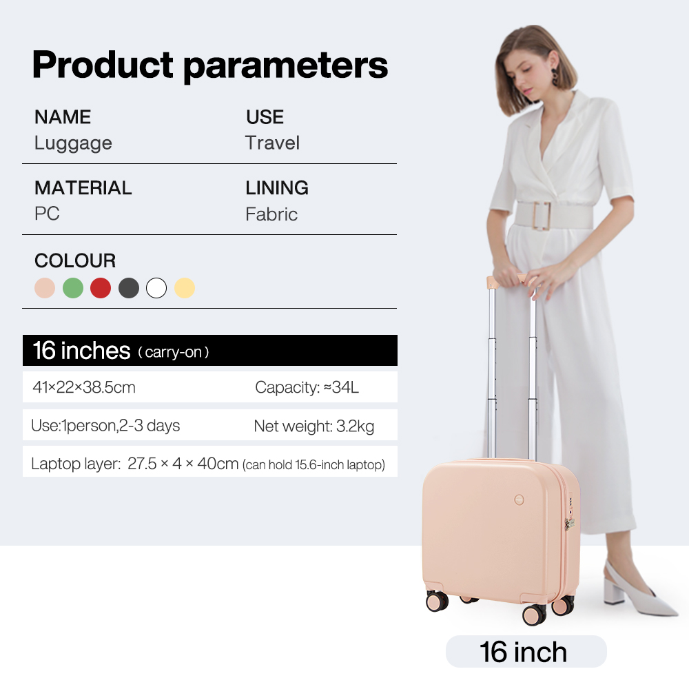 Mixi กระเป๋าเดินทางขนาด16นิ้วสำหรับผู้ชายกระเป๋าเดินทางล้อลากสปินเนอร์สำหรับผู้หญิง34L น้ำหนักเบา100% ชิ้น