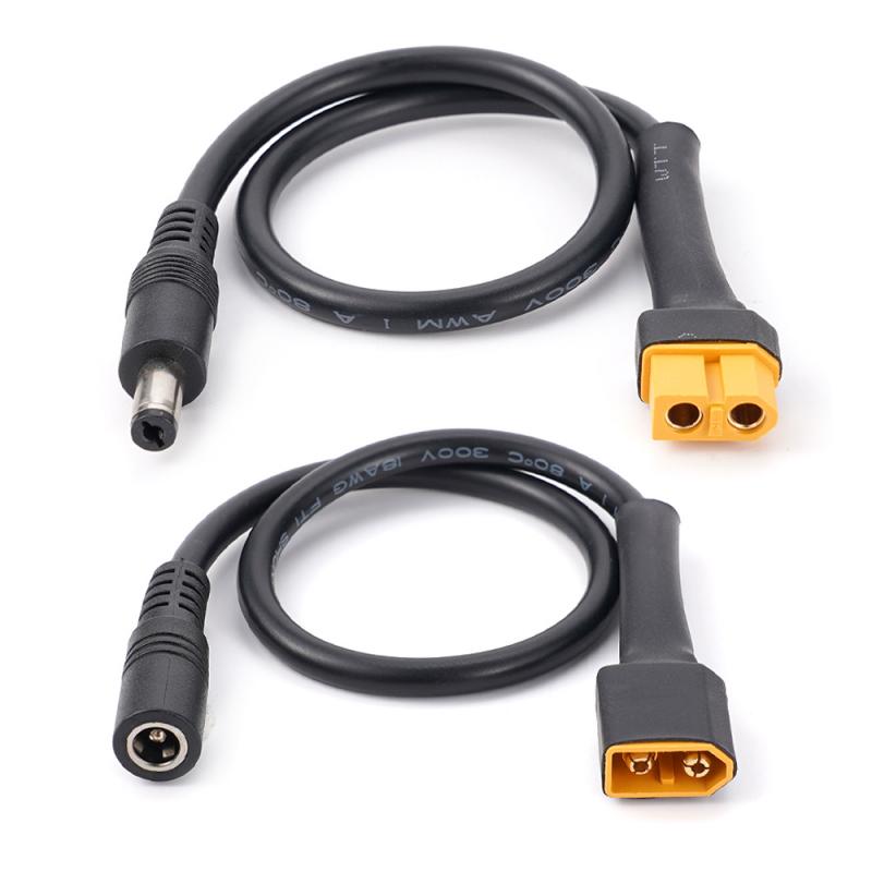 Adaptador de Cable de alimentación para Cables adaptadores de carga de batería, conector macho y hembra a DC5521, 18AWG, XT60, 1 unidad