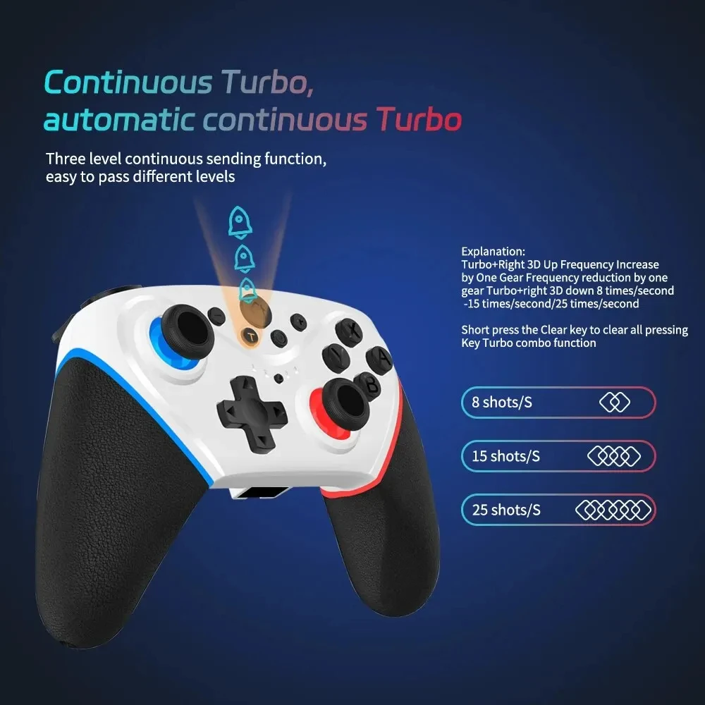 controlador de interruptor sem fio compatível com controles remotos Switch/Lite/OLED suporte multiplataforma com aceleração, função de despertar