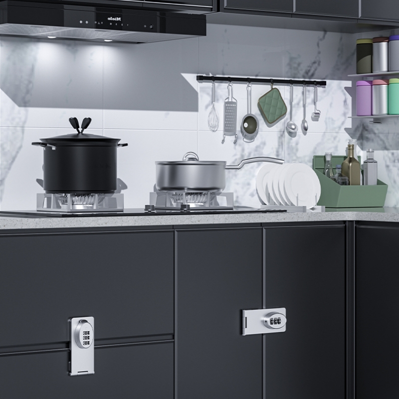 Mechanical Password Locks Door Security Slide Latch Lock for Small Doors Cabinets Barn Door Bathroom Outdoor Garage Garden