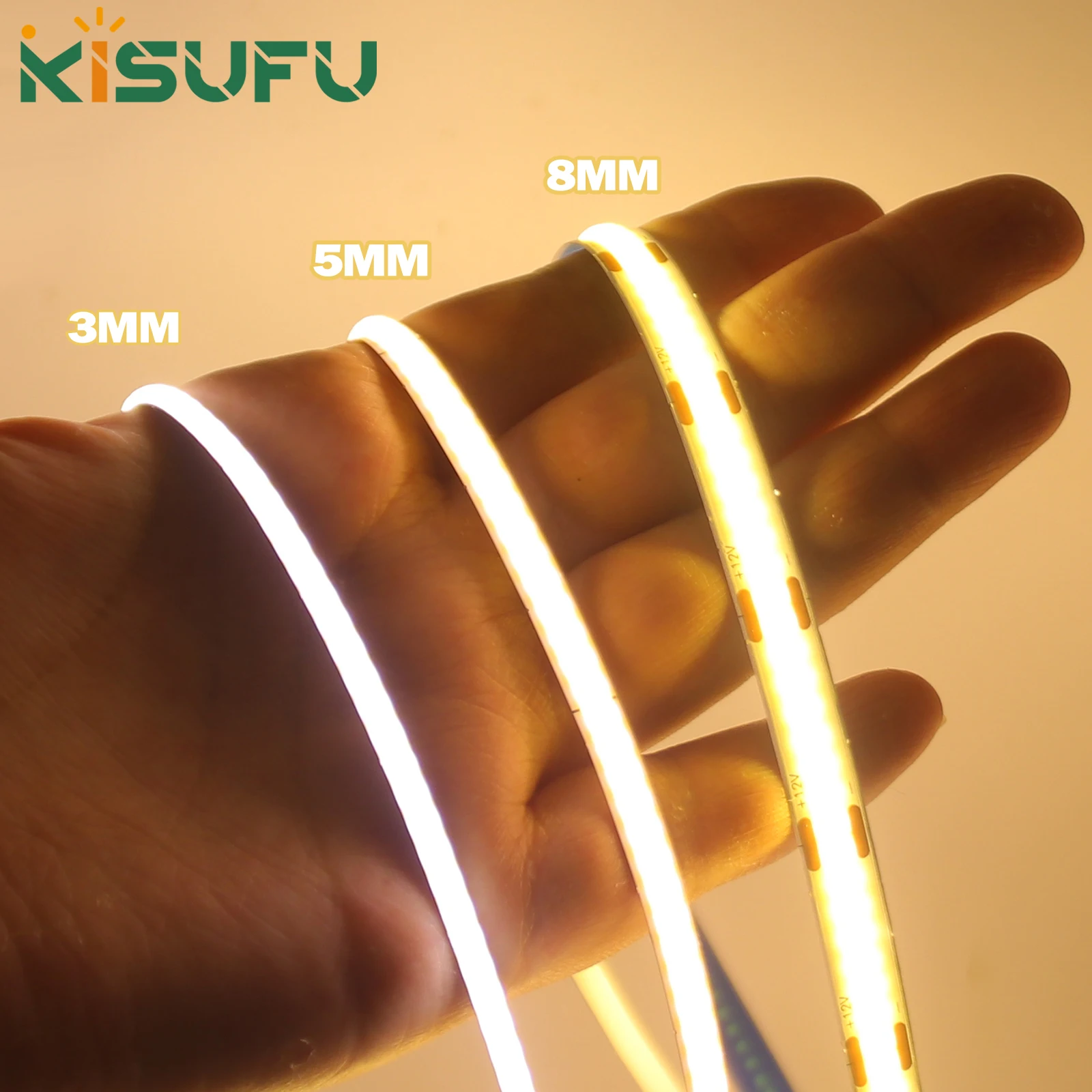 Tira de luces LED COB de 3MM, 5MM, 8MM, cc 5V/12V/24V, tira de luces LED Flexible de alta densidad con retroiluminación adhesiva para TV, iluminación de armario para el hogar