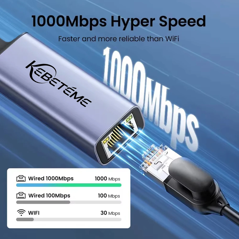 Ethernet-адаптер 1000 Мбит/с USB 3.0 типа C к сетевой карте RJ45 Android USB Lan Интернет-кабель для MacBook PC Windows XP 7 8 10