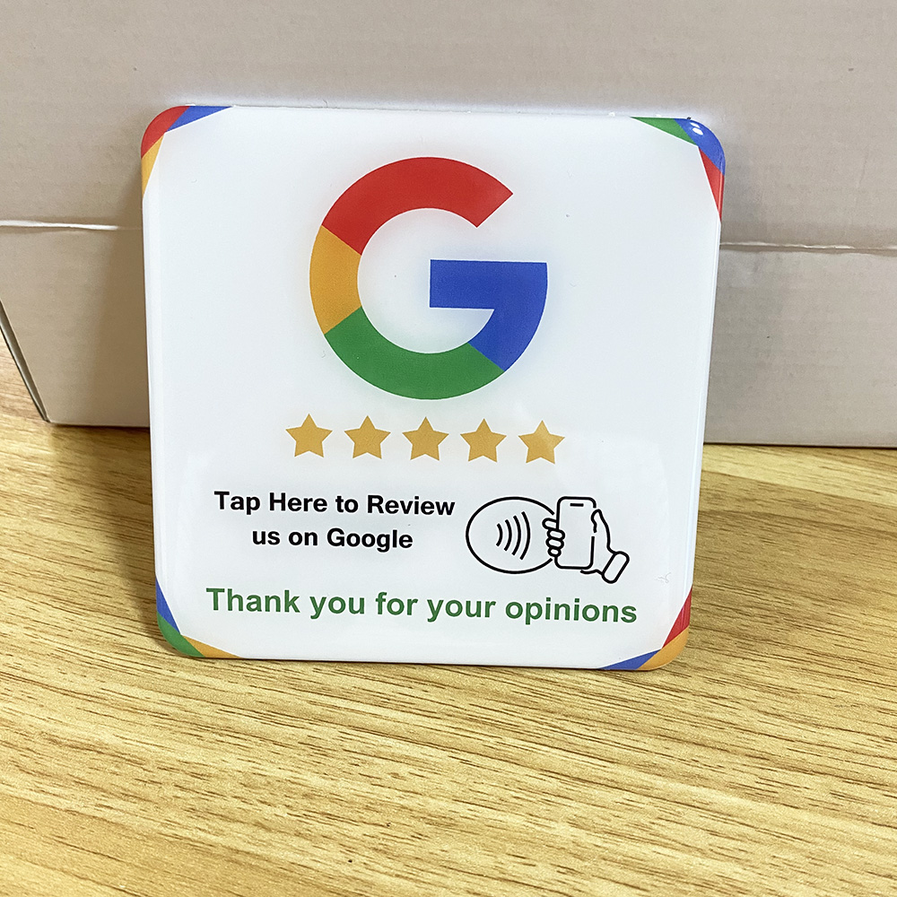 3,93 "X 3,93" Instagram Facebook Google Tripadvisor Trustpilot revisión NFC Tap Card Sign placa epoxi autoadhesiva adhesiva