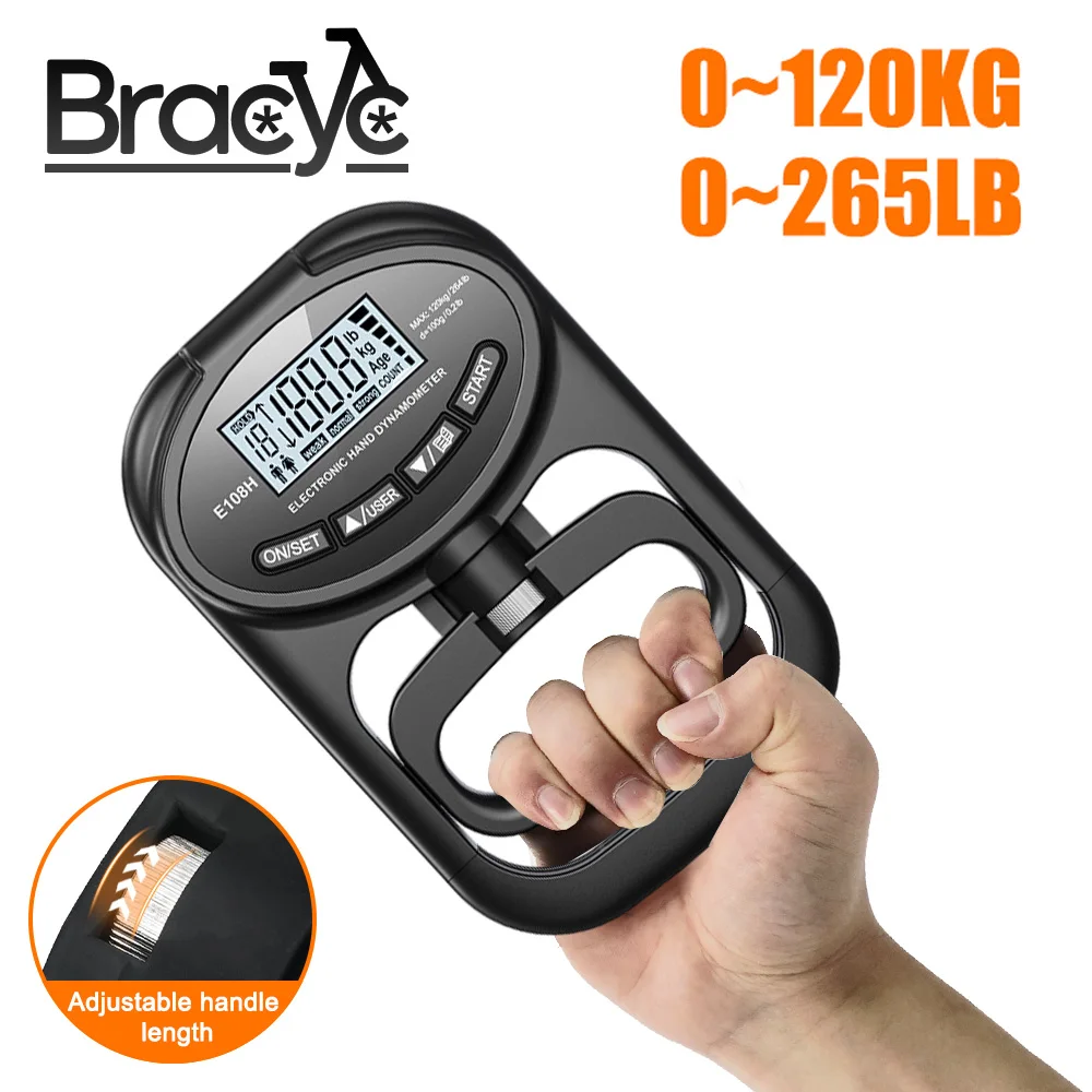 265 Lbs 디지털 손 동력계 그립 강도 트레이너 전자 테스터 미터 게이지 측정기 USB LCD 화면 스포츠 홈 학교
