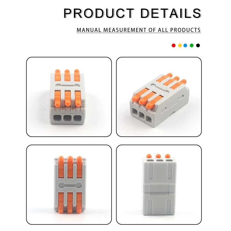 10PCS Universal Compact Wire Connector Splitter Quick สายไฟฟ้า Splice Terminal Block สําหรับ 28-12AWG ขนาดเล็กสายไฟ