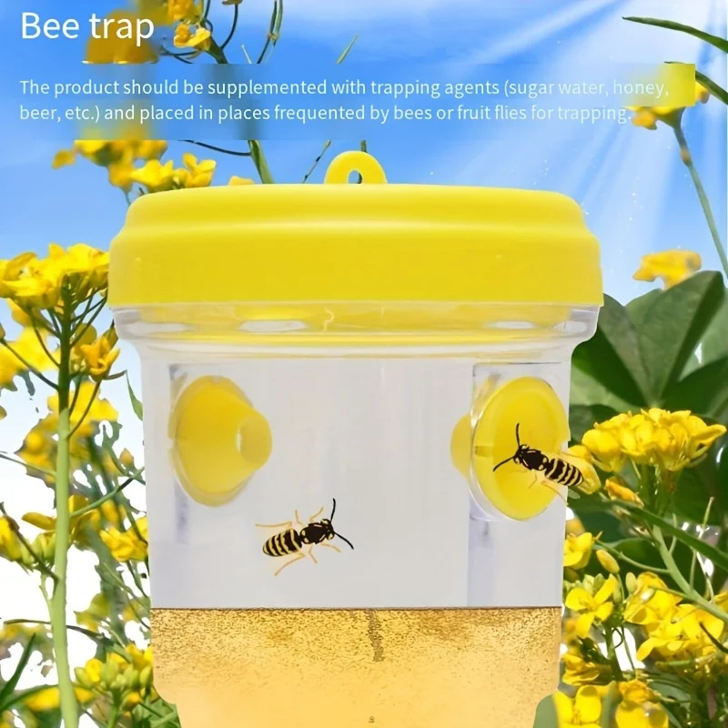 Armadilha para insetos externa de plástico transparente com tampa - eficaz para capturar moscas de frutas, vespas, design transparente para fácil monitoramento