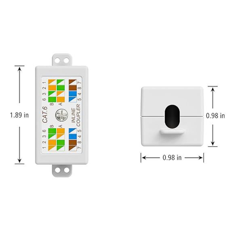 T8WC Cat6 Junction Box RJ45 Splices Connectors Unshielded Down Type Coupler for Cat6 Ethernet Cable Accessories