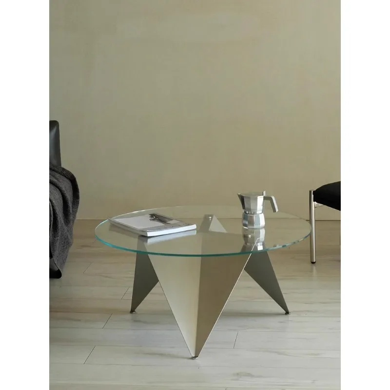 Metall Edelstahl Glas runden einfachen Couch tisch