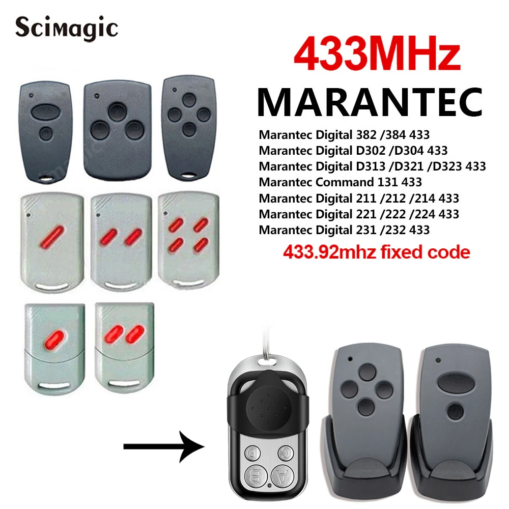 Clone Garage Door Remote Marantec 868 MHz / 433MHz For Digital D302 D304 D313 433 D323 D382 D384 131 868 Command 211 212 214 221