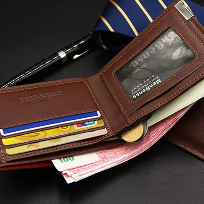 1Pc Hot Selling Men's Wallet Short Multifunctional Fashion Leisure Iron Edge Card Drawer PU Leather Wallet Fashion Clutch Wallet