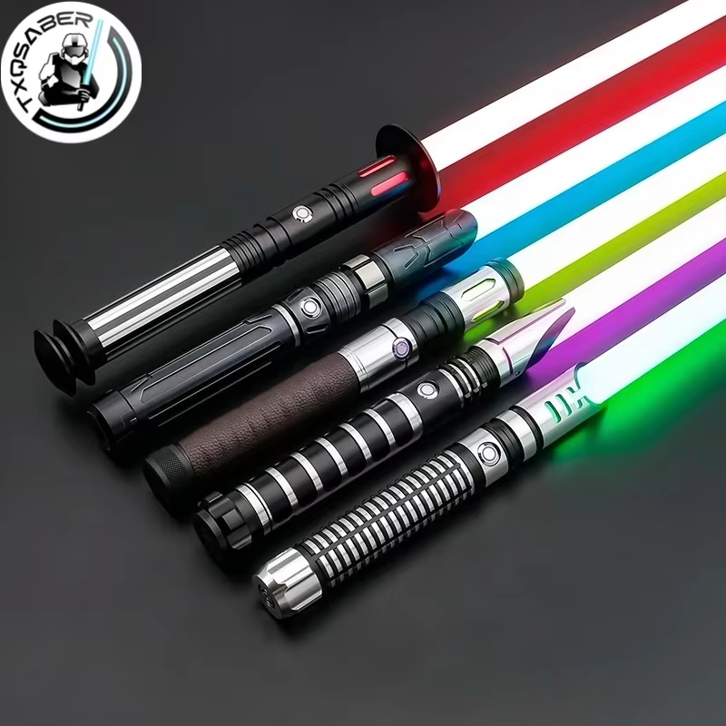 TXQSABER Heavy Dueling Lichtschwert Neo Pixel RGB Juguetes Laser Sabre Metallgriff Smooth Swing Combat Cosplay Leuchtendes Kinderspielzeug