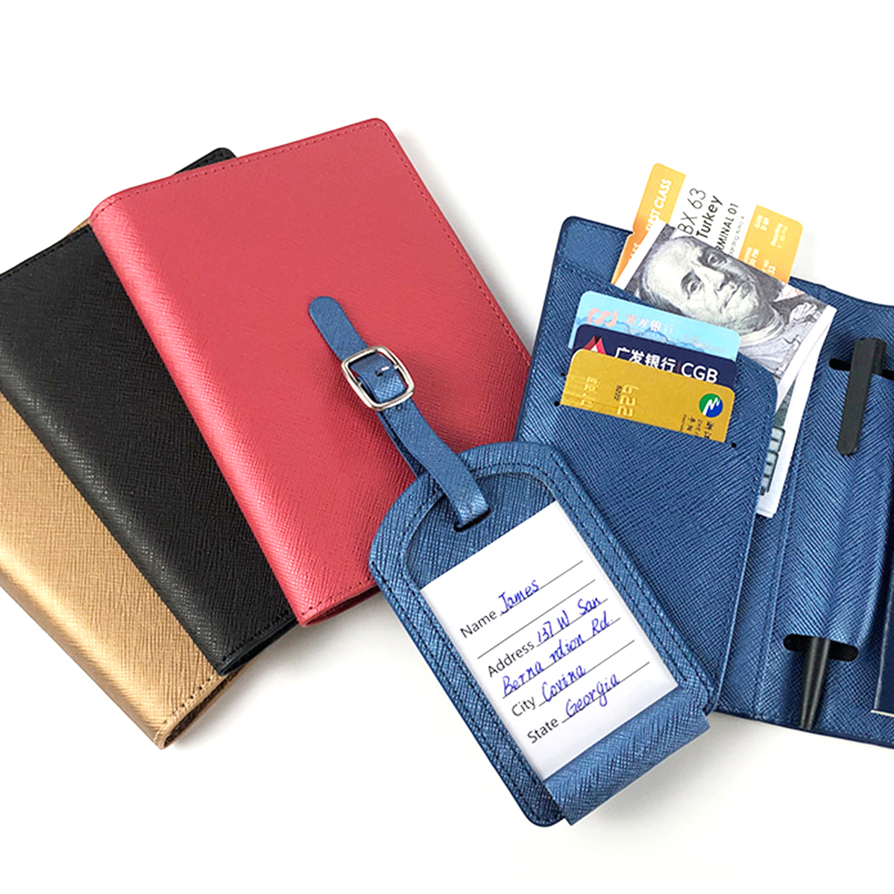 Nome personalizado capa de passaporte conjunto de etiqueta de bagagem moda saffiano couro do plutônio bilhete titular do passaporte personalizar letras bolsa de viagem