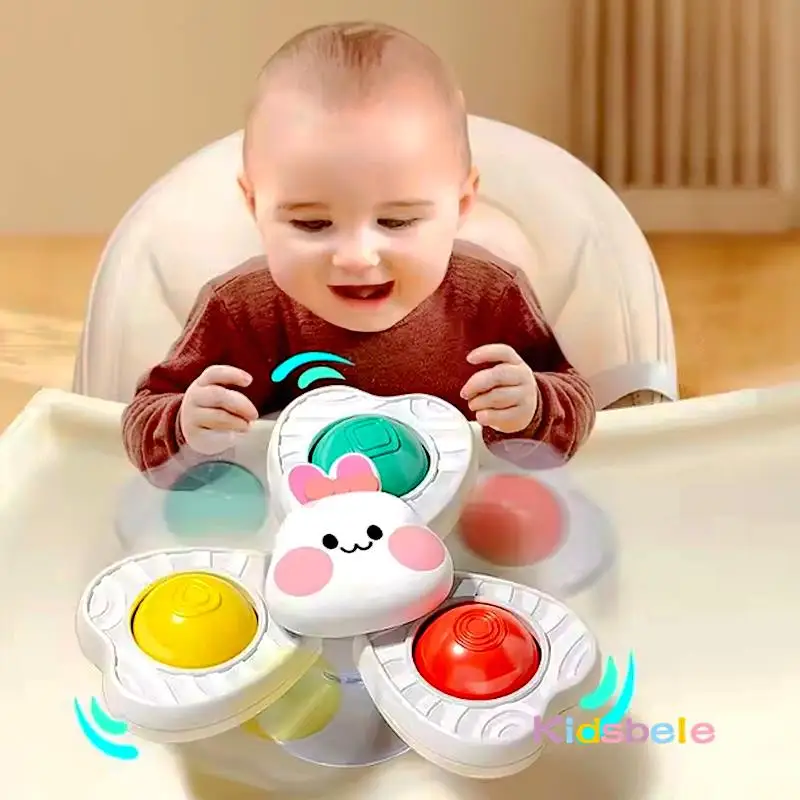 아기 빨판 Fidget 회전 장난감 식탁 욕실 창 여행 재미 스피너 장난감 3 PCS 유아 감각 스트레스 릴리버 선물