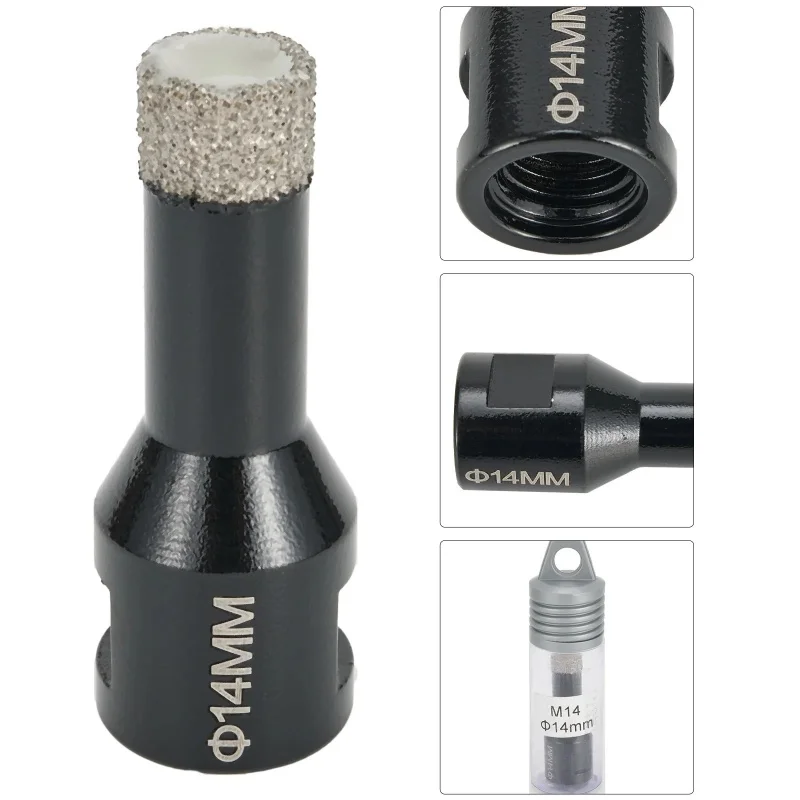 6 มม.-30 มม.สูญญากาศ M14 ด้าย Diamond core เจาะ Bit Brazed Hole เปิดเครื่องบดมุมเครื่องมือสําหรับกระเบื้องเซรามิคหินแกรนิตหินอ่อน