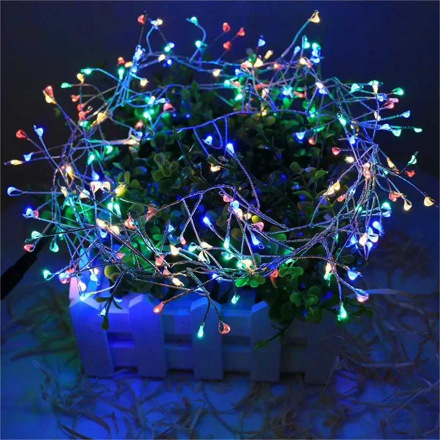 36個のLEDクラスター電球が付いたシルバーワイヤーのフェアリーライト、屋外クリスマスパーティーライトガーランド、新年、ストリート、ホームパーティー、結婚式用