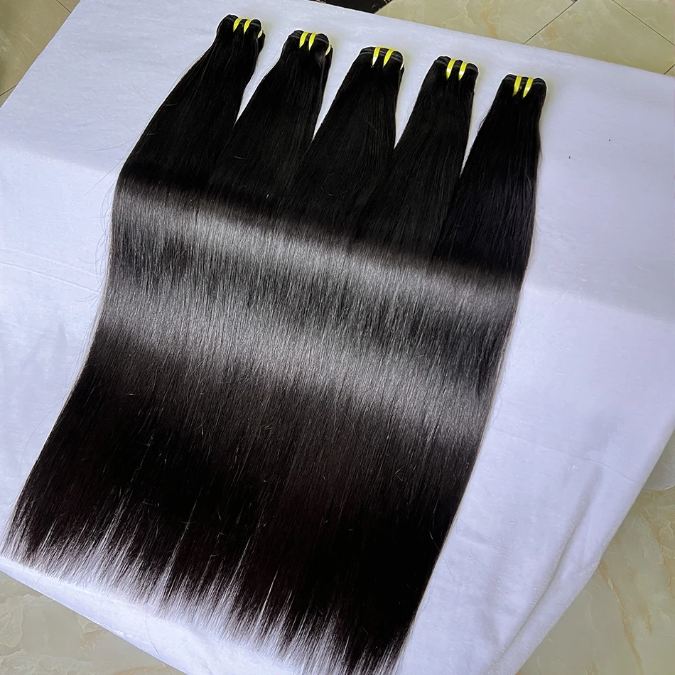 การรวมกลุ่มผมมนุษย์ตรงกระดูก 12A เกรด 100% ที่ยังไม่ได้ดิบนามสกุลผมผ้าบริสุทธิ์เวียดนาม # 1B สีดําธรรมชาติ