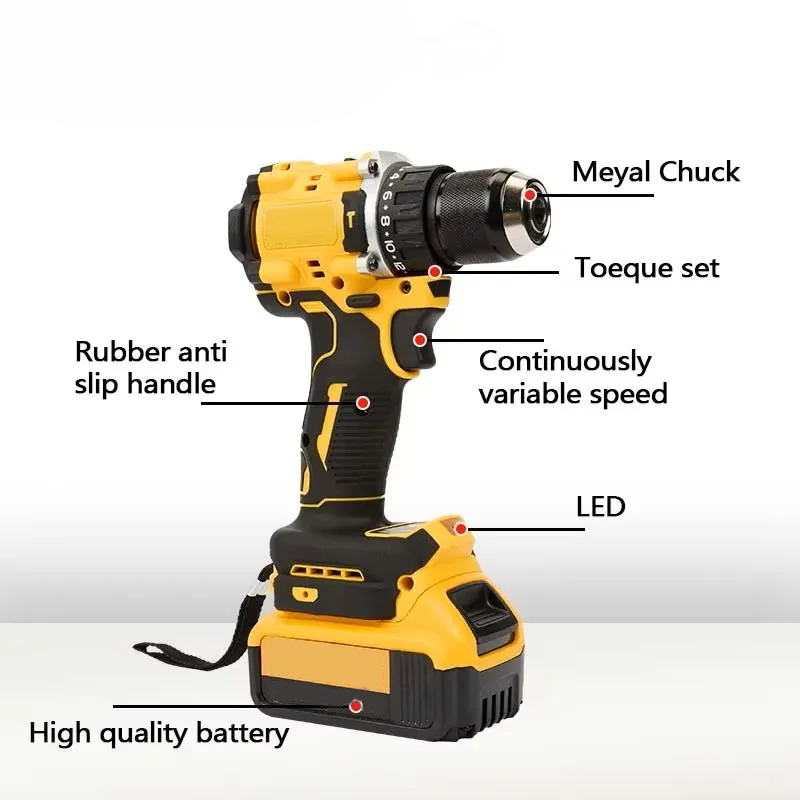 Batteria al litio 20V ricaricabile senza spazzole cacciavite elettrico compatto trapano a mano trapano a percussione DCD805