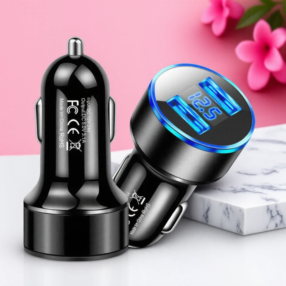 Autolader Dubbele USB-poort Snel opladen Adapter QC3.0 3.1A Auto-accessoires Sigarettenaansteker