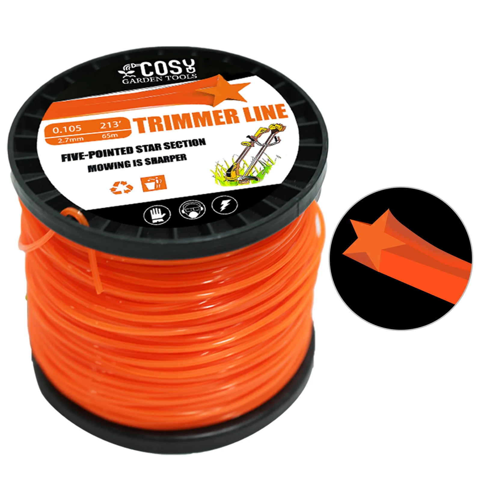 2.0/2.4/2.7/3.3/4.0mm×100M Pentagram Grass Cut Strimmer Line Round Star Graphite Filling Cord Wire String Lawn Mower Accessories