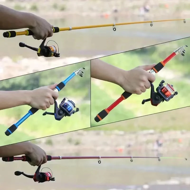 Rooblinos conjunto de vara de pesca kits completos com vara de pesca telescópica e molinete iscas ganchos conjunto de pólo de viagem