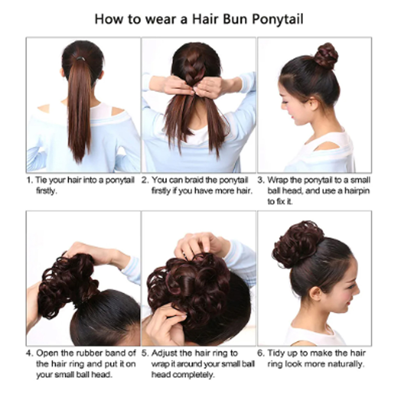 H&STAR Synthetisch Messy Bun Haarstuk Rechte Chignon Verlenging Mini Rubberen Band Knot Scrunchies Donut Pruik Accessoire