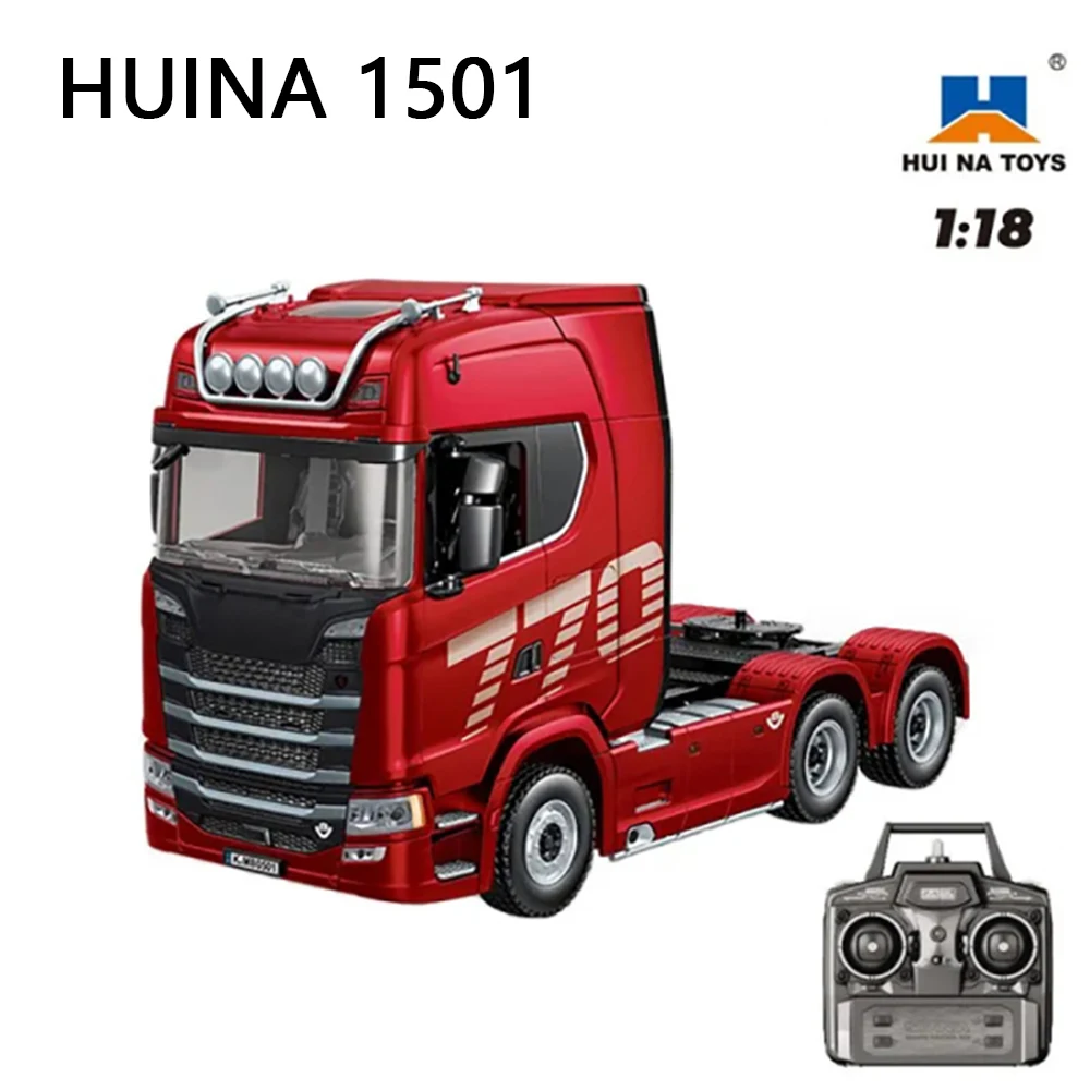 Huina 1501 770s liga trator 19ch rc caminhão 1/18 2.4g caminhão de reboque de engenharia de controle remoto com brinquedos leves e sonoros